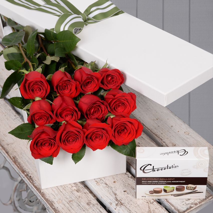 12 Red Roses with Chocs