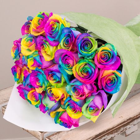 24 Rainbow Roses
