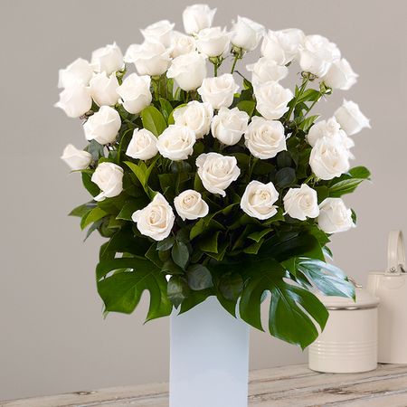 Tall White Roses Arrangement