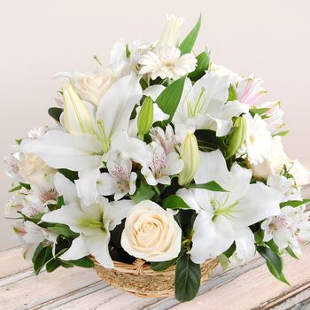 White Flower Basket Flowers