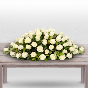 White Roses Casket Standard Flowers